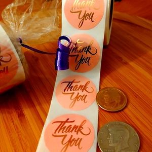 250/Pink Thank You Stickers  1.5"
